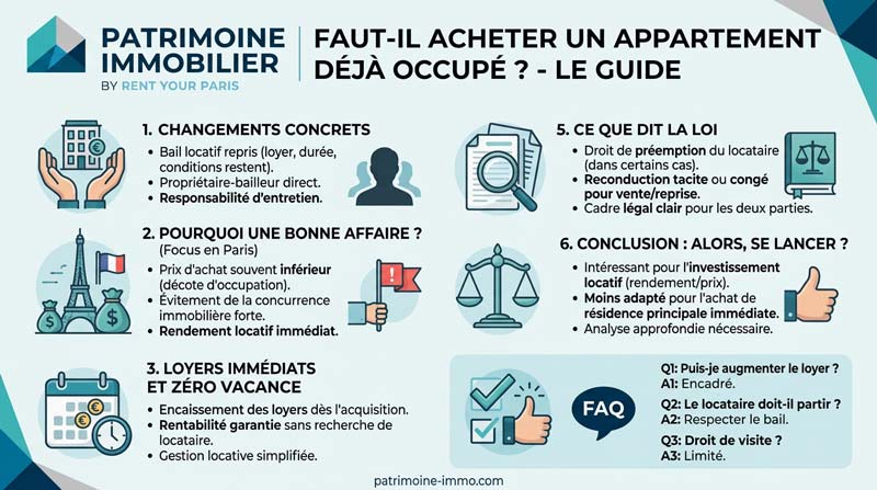 Faut-il acheter un appartement déjà occupé ? infographie acheter un appartement déjà loué