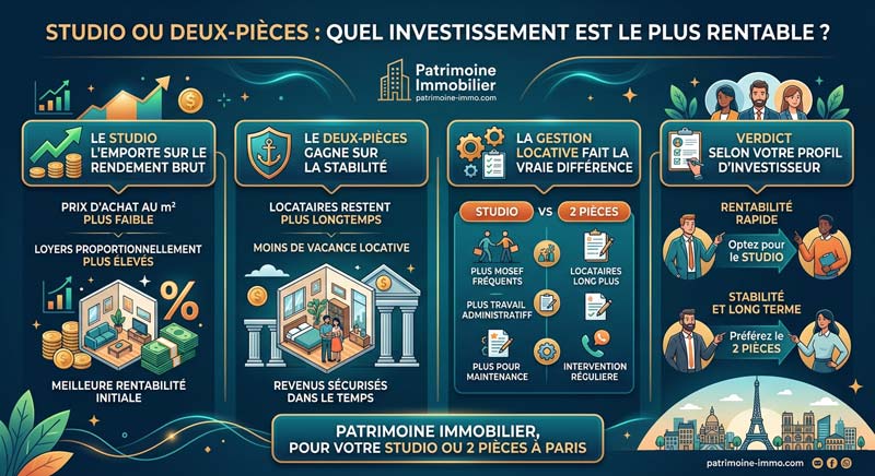 Studio ou deux-pièces : quel investissement est le plus rentable ? infographie-rentabilité-Studio-ou-deux-pièces
