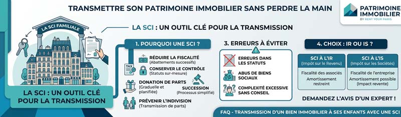 infographie Transmission patrimoine immobilier